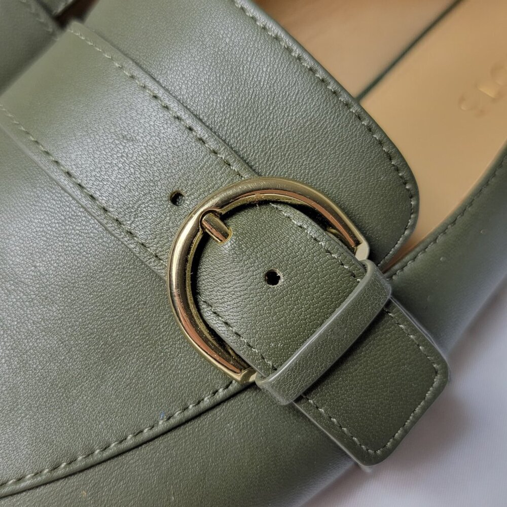 Talbots Ryan Buckle Loafer Women's Size 8.5 M Napa Leather Sage Green EUC - Picture 2 of 13